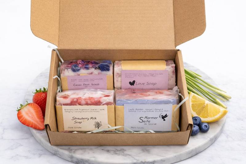 Handgemachtes Seifen Set 4Er Naturseife Love Soap Kollektion Geschenkset von Etsy - DoroCandle