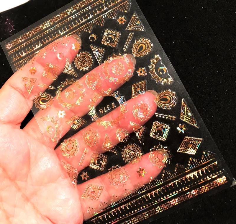 Gold Silber Holographic Weiß 3D Nagelsticker Transfer Vinyl Aufkleber Nail Art Maniküre Sticker Nageldekoration Resin von Etsy - DorraDesign