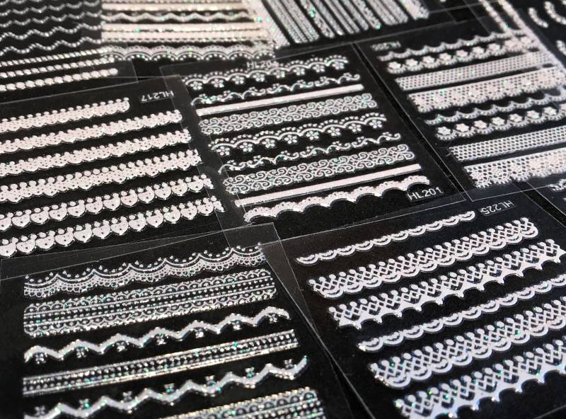 Schillernde Weiße Spitzen-Nagelaufkleber, Glitzer-Spitzenaufkleber, Hochzeitsaufkleber Schillernde Weiße Spitzen-Nagelaufkleber, Glitzer-Spitzenaufkleber, Hochzeitsaufkleber von Etsy - DorraDesign