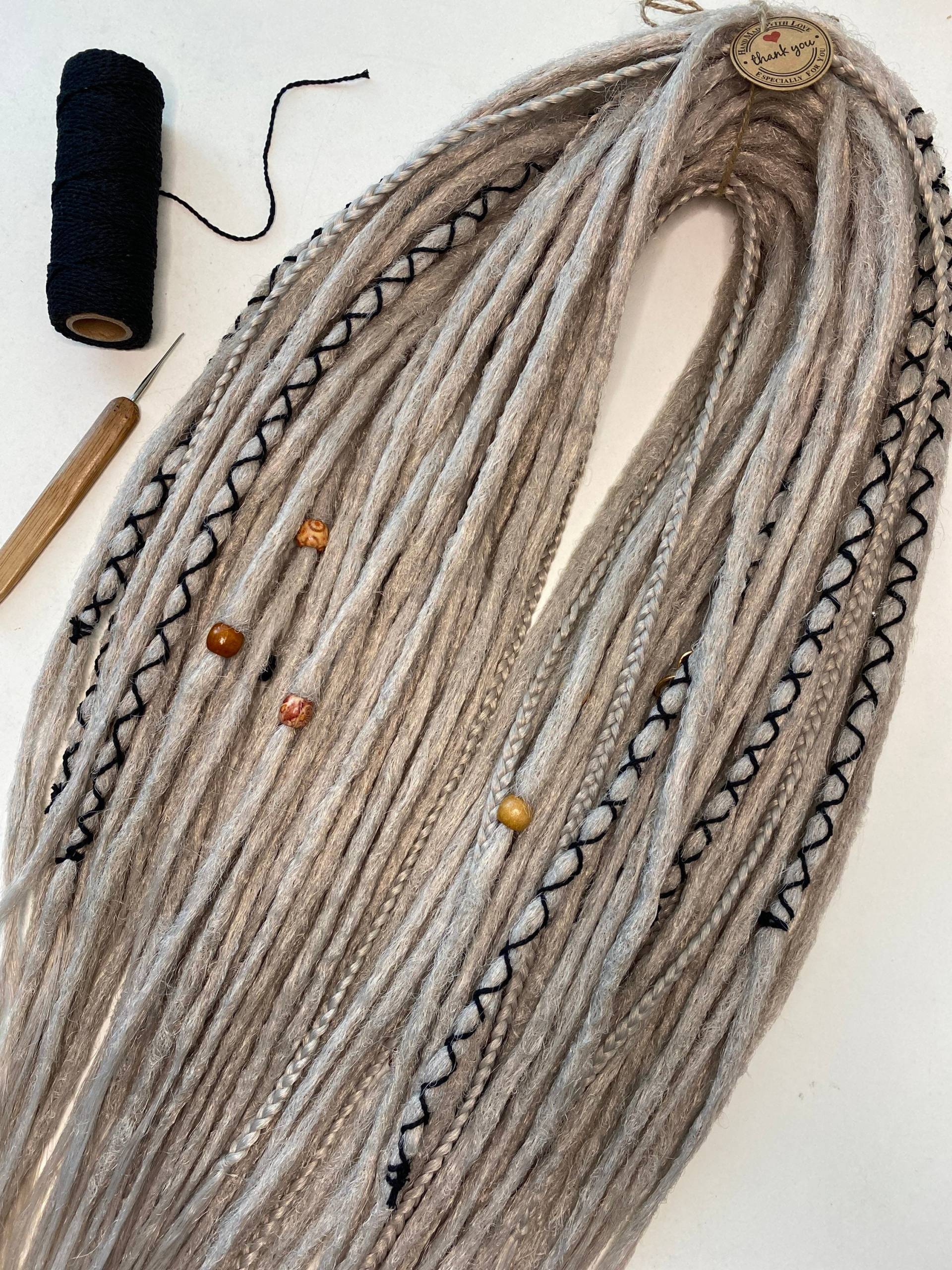 Silber Weiße Dreadlocks/Festival Boho Temporäre Dreadlockverlängerungen Doppelseitige Oder Einseitige Gehäkelte 16-24 Inches von Etsy - DrDreadShop
