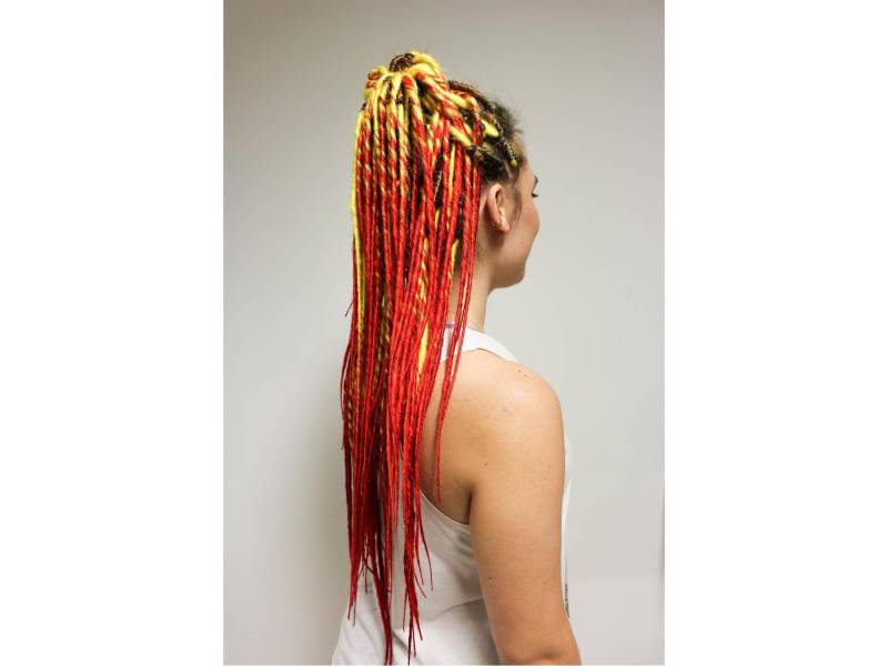 40 Dreads, Volles Set Rot Bis Gelb, Translative Twisted 50+ cm, Feuer Ombre Leuchtend Bunte Handgemacht von Etsy - DreadlocksBarcelona