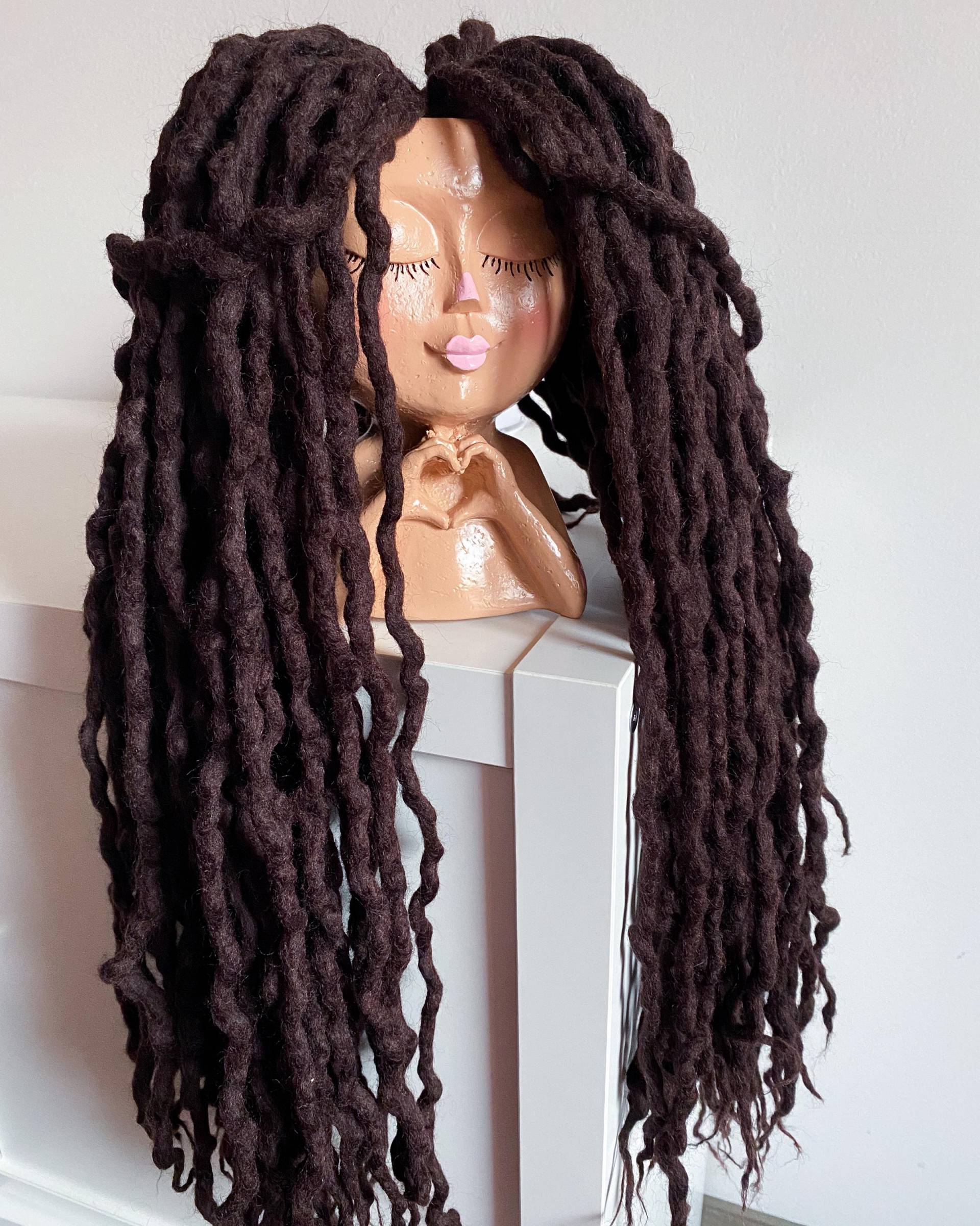 Personalisierte "Schokoladen" Gewellte Wolle-Dreads von Etsy - DreadsByBarrietta