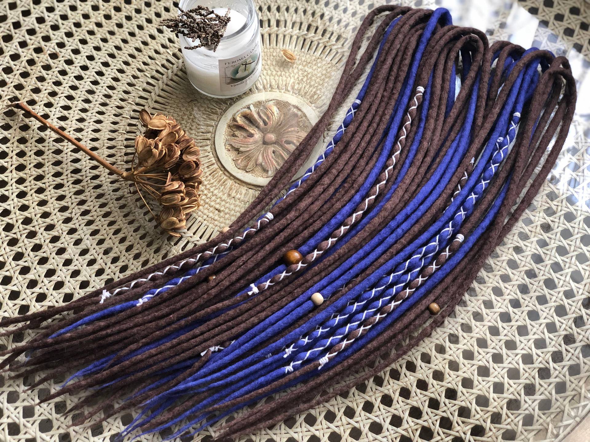 Dunkelbraune Und Blaue Wolle Doppelend Dreads Merino Dreadlocks von Etsy - DreadsByHolly