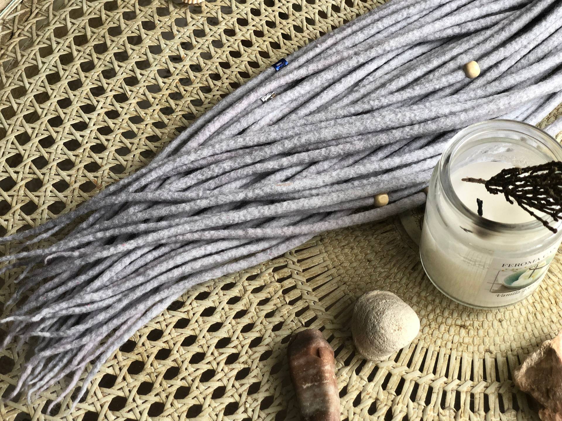 Wolle Doppelendige Singleend Silber Grau Platin Dreads Merino Dreadlocks von Etsy - DreadsByHolly