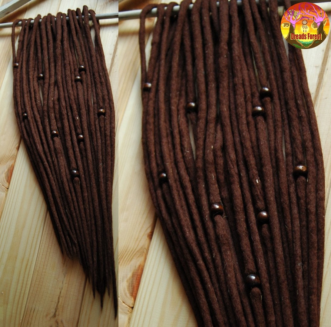 Brown Wolle Doppelte Enden Mit Free Holz Perlen von Etsy - DreadsForest