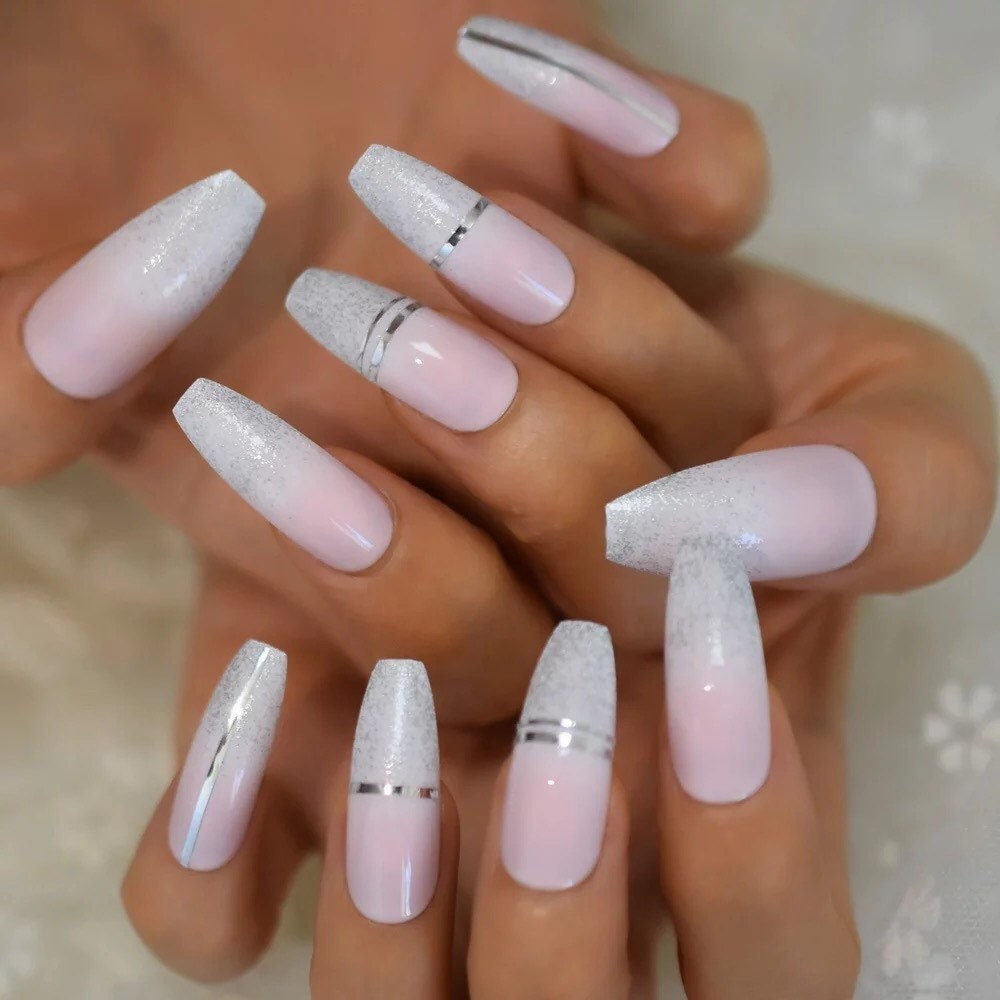 Glitter Ombre Ballerina Drücken Sie Auf Die Nägel - Baby Rosa Künstliche Glitter Ombre Ballerina Drücken Sie Auf Die Nägel - Baby Rosa Künstliche von Etsy - DrosseNails