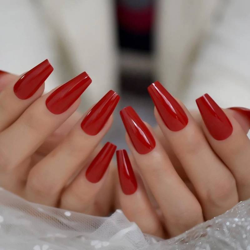 Red Cherry Tapered Coffin Press On Nails von Etsy - DrosseNails
