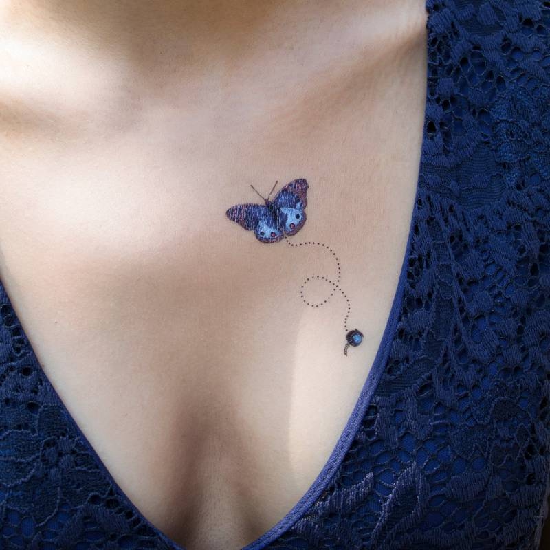 Blauer Schmetterling Temporäres Tattoo/Vintage | 2Er Set von Etsy - DuetDream