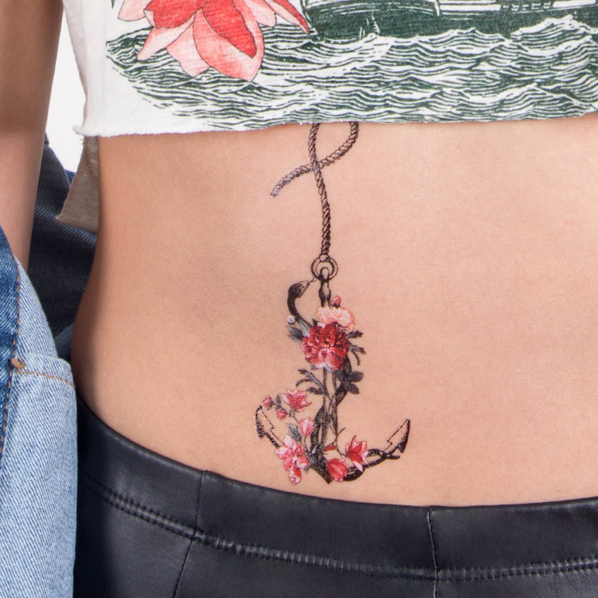 Blumen Anker Temporäre Tattoo Wasserfeste Körperkunst | 2Er Set Blumen Anker Temporäre Tattoo Wasserfeste Körperkunst | 2Er Set von Etsy - DuetDream