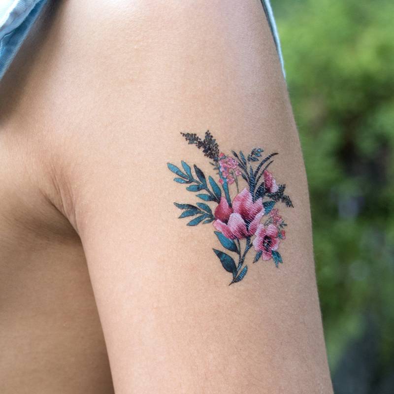 Erröten Temporäres Tattoo/Rosa Blumenstrauß Temporäre Tattoos Wildblume | 2Er Set Erröten Temporäres Tattoo/Rosa Blumenstrauß Temporäre Tattoos Wildblume | 2Er Set von Etsy - DuetDream
