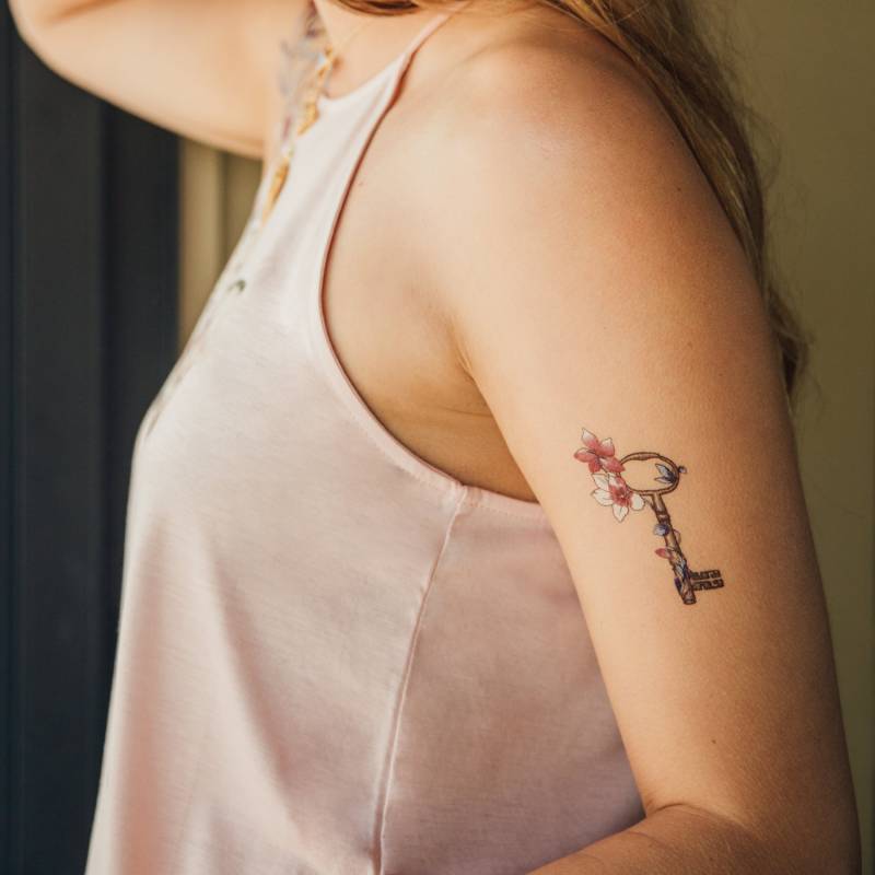 Love Key Temporäre Tattoo Florales Valentinstags Tattoo | 2Er Set von Etsy - DuetDream
