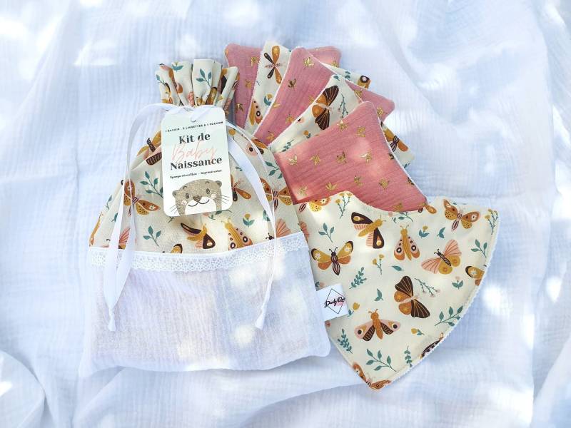 Geburtsset, Bandana-Lätzchen, Waschbare Tücher, Beutel, Babybox, Anpassbares Geschenk, Blumen, Mädchen von Etsy - DustyRoseCouture