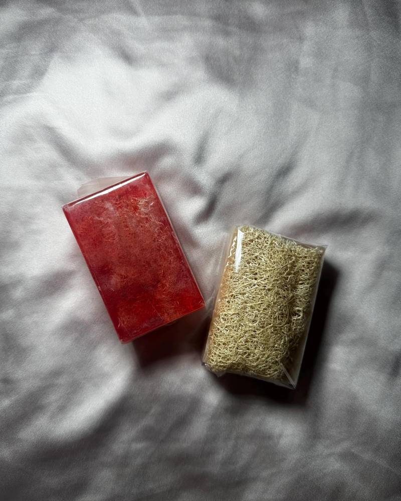 Natürliche Kürbisfaser Seife - Rose/Natural Pumpkin Fiber von Etsy - ESbelor