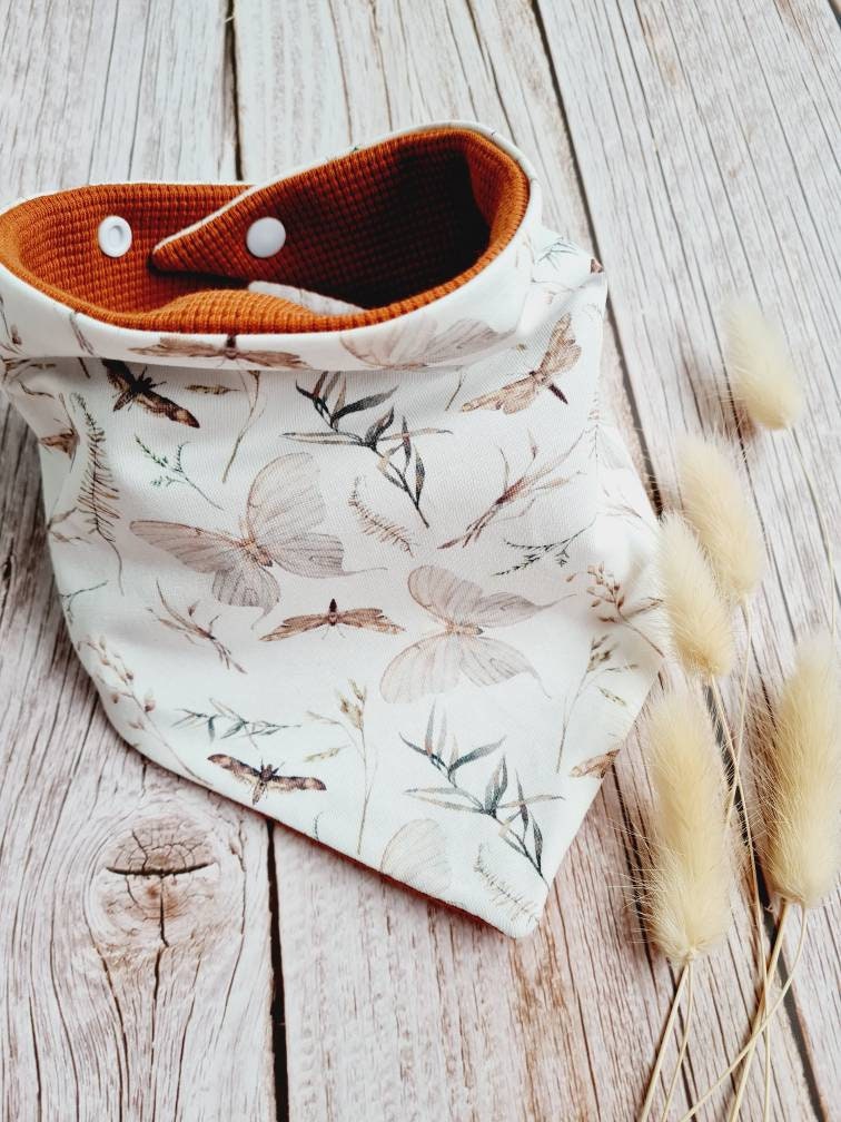 Halstuch Baby Schal Dreieckstuch Boho Libellen Schmetterlinge Kupfer 62 68 74 80 86 92 98 104 110 Handmade von Etsy - ETStoffzauber
