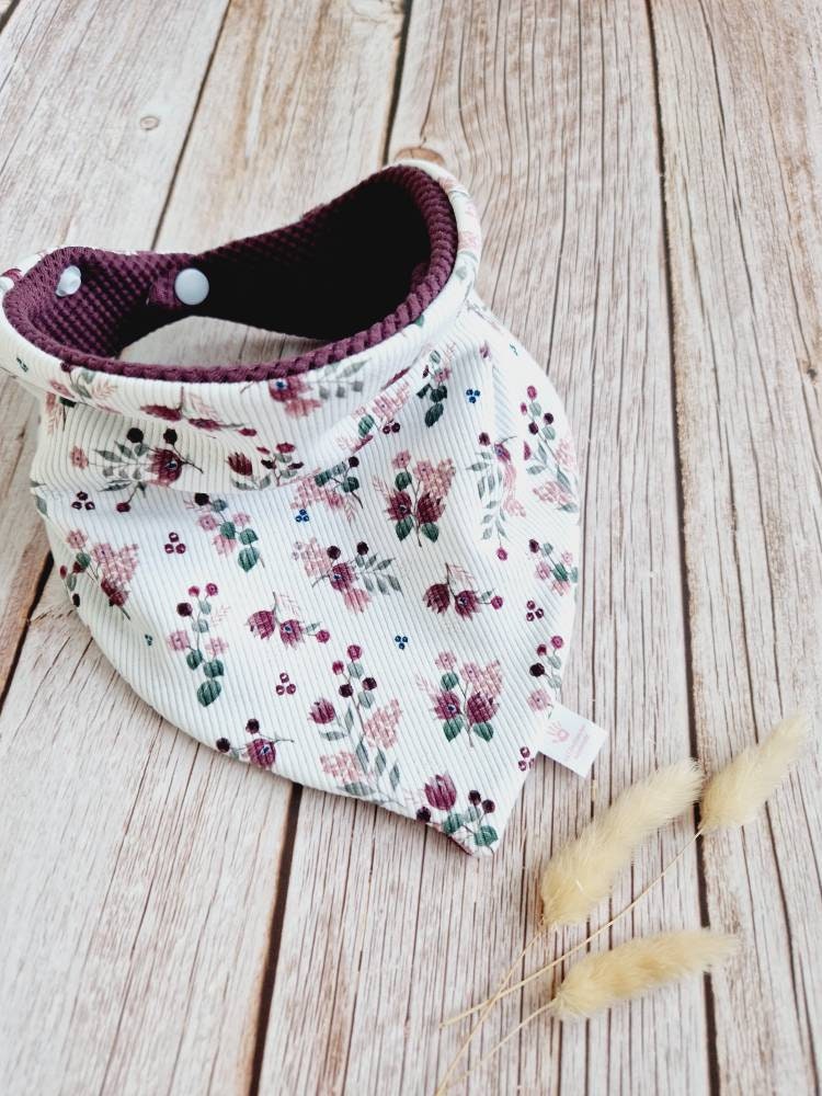 Halstuch Baby Schal Dreieckstuch Mädchen Blumen Beere Floral Ripp 62 68 74 80 86 92 98 104 110 Handmade von Etsy - ETStoffzauber