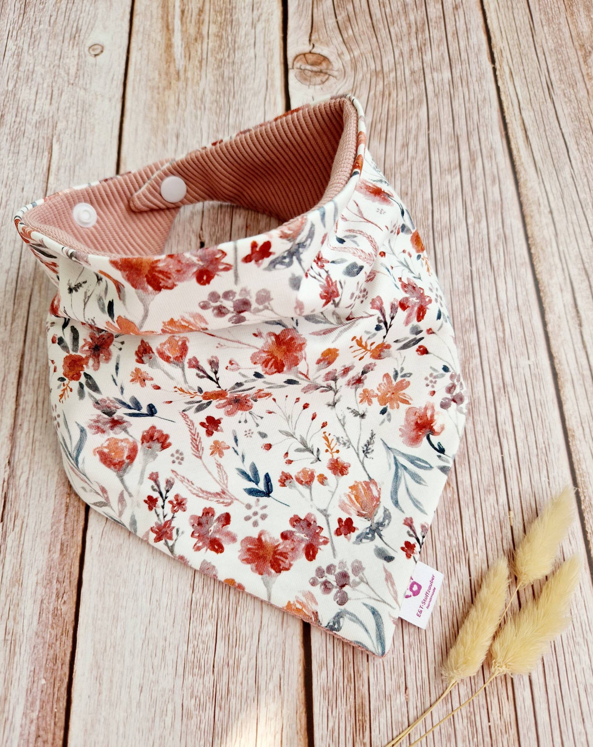 Halstuch Mädchen Oder Baby Schal Dreieckstuch Rosa Blumen Floral Ripp Frühling 62 68 74 80 86 92 98 104 110 Handmade von Etsy - ETStoffzauber