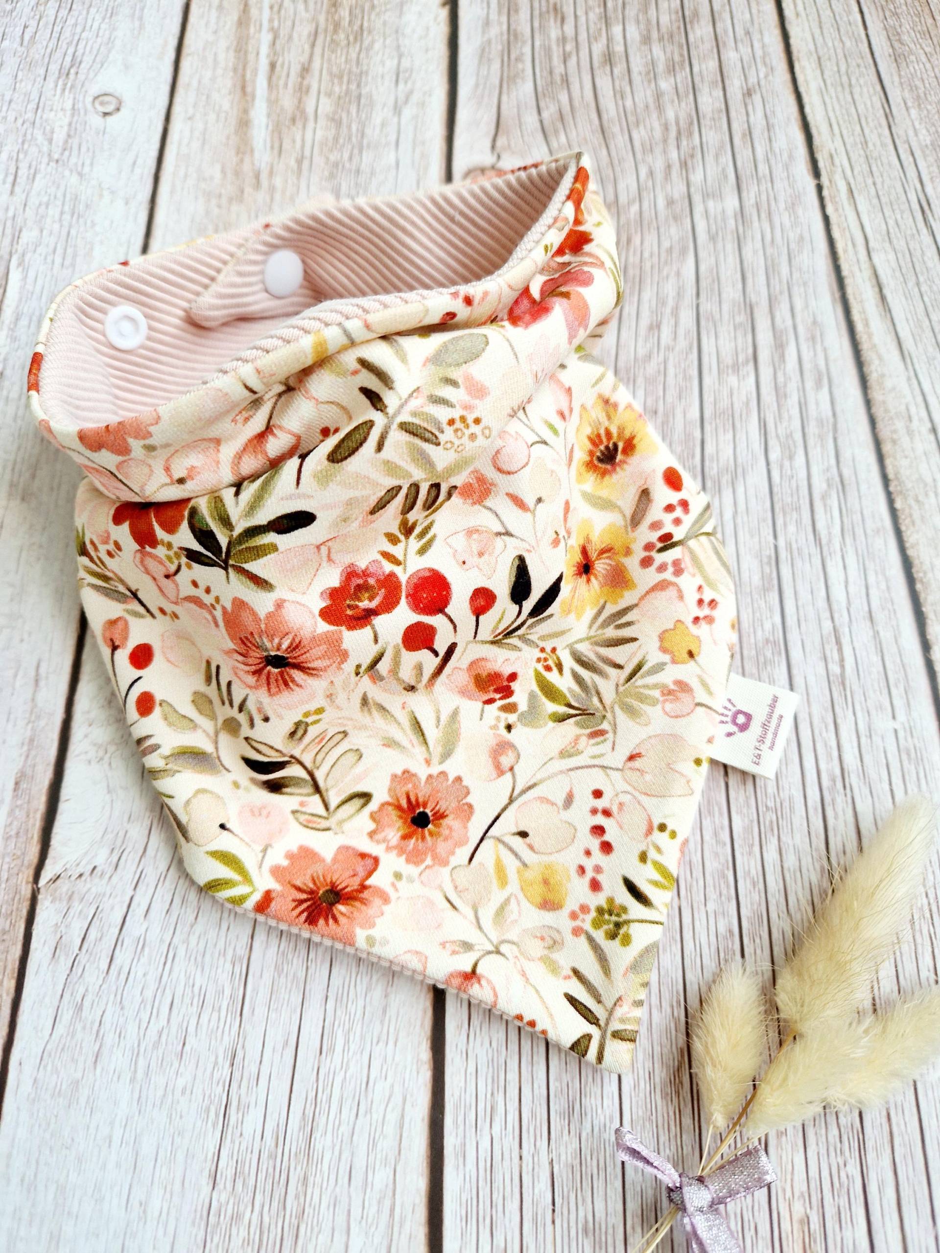 Halstuch Mädchen Oder Baby Schal Dreieckstuch Rosa Rot Blumen Floral Ripp 62 68 74 80 86 92 98 104 110 Handmade von Etsy - ETStoffzauber