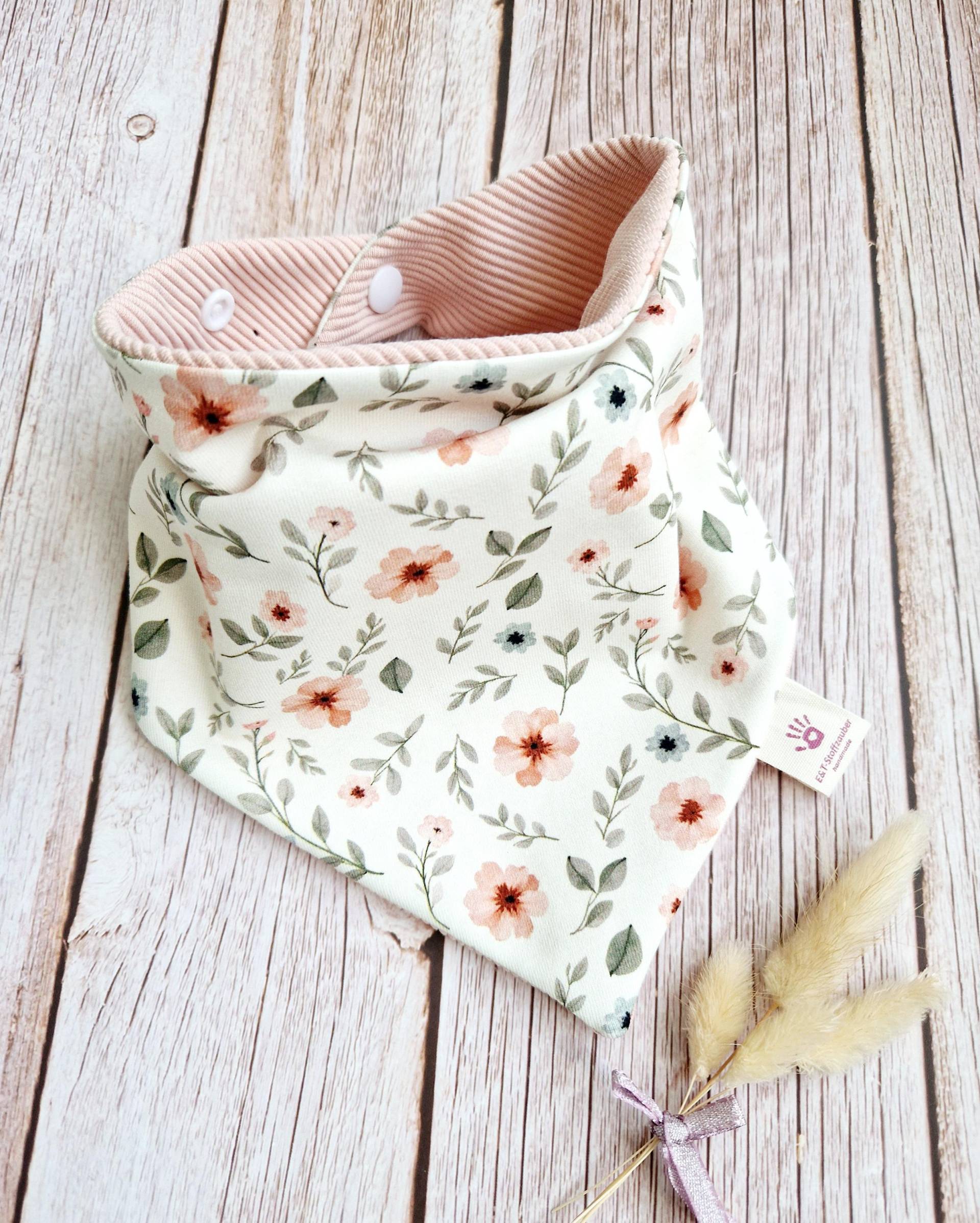 Halstuch Mädchen Oder Baby Schal Dreieckstuch Zarte Blumen Nuderosa Rippjersey 62 68 74 80 86 92 98 104 110 Handmade von Etsy - ETStoffzauber