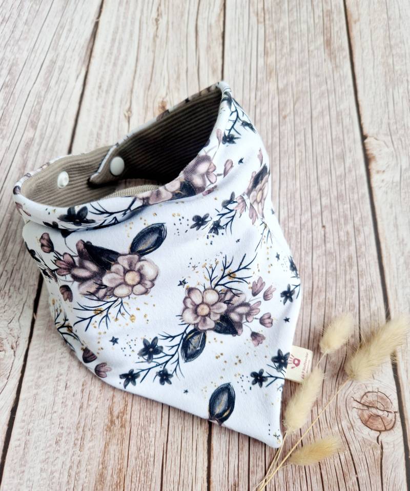 Halstuch Schal Dreieckstuch Baby Mädchen Blumen Braun Beige 62 68 74 80 86 92 98 104 110 Handmade von Etsy - ETStoffzauber