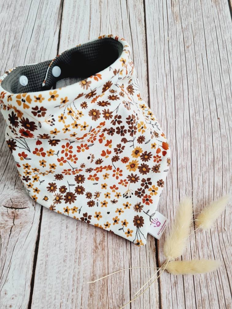 Halstuch Schal Dreieckstuch Baby Oder Mädchen Herbst Blätter Blumen Braun 62 68 74 80 86 92 98 104 110 Handmade von Etsy - ETStoffzauber