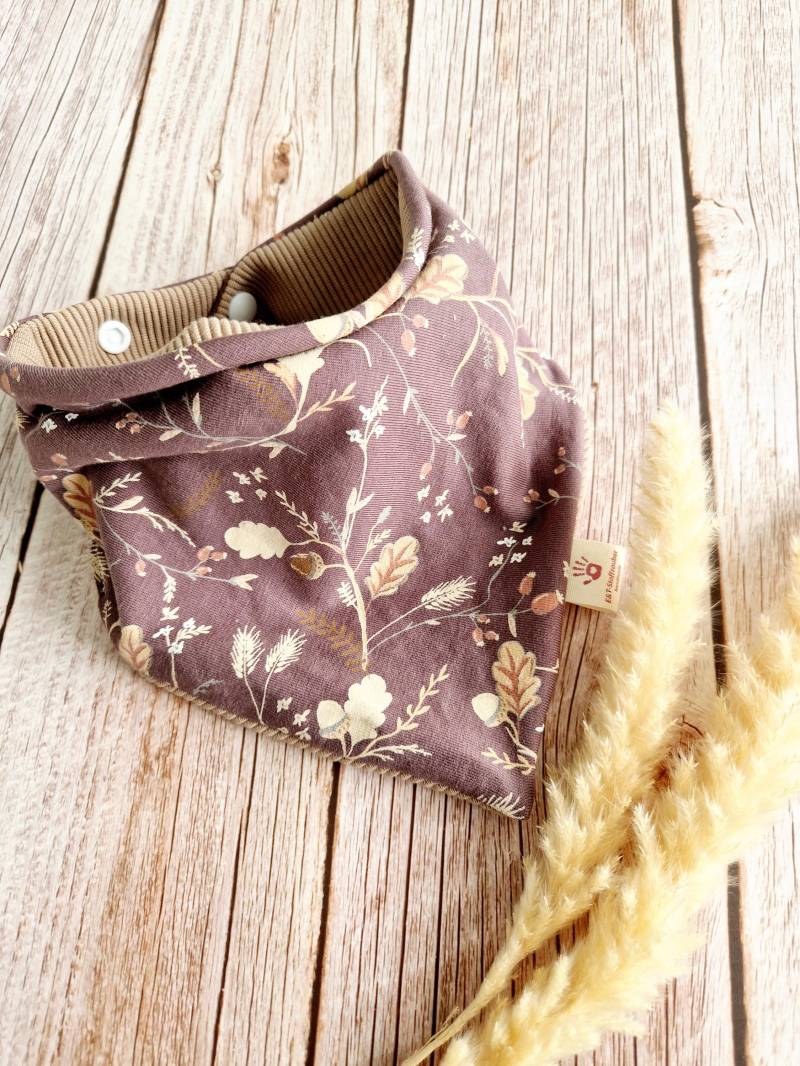 Halstuch Schal Dreieckstuch Baby Oder Mädchen Herbst Blätter Eicheln Beige Handmade 62 68 74 80 86 92 98 104 110 von Etsy - ETStoffzauber