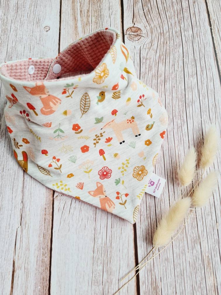 Halstuch Schal Dreieckstuch Fuchs Waldtiere Hase Reh Herbst Baby 62 68 74 80 86 92 98 104 110 Handmade von Etsy - ETStoffzauber