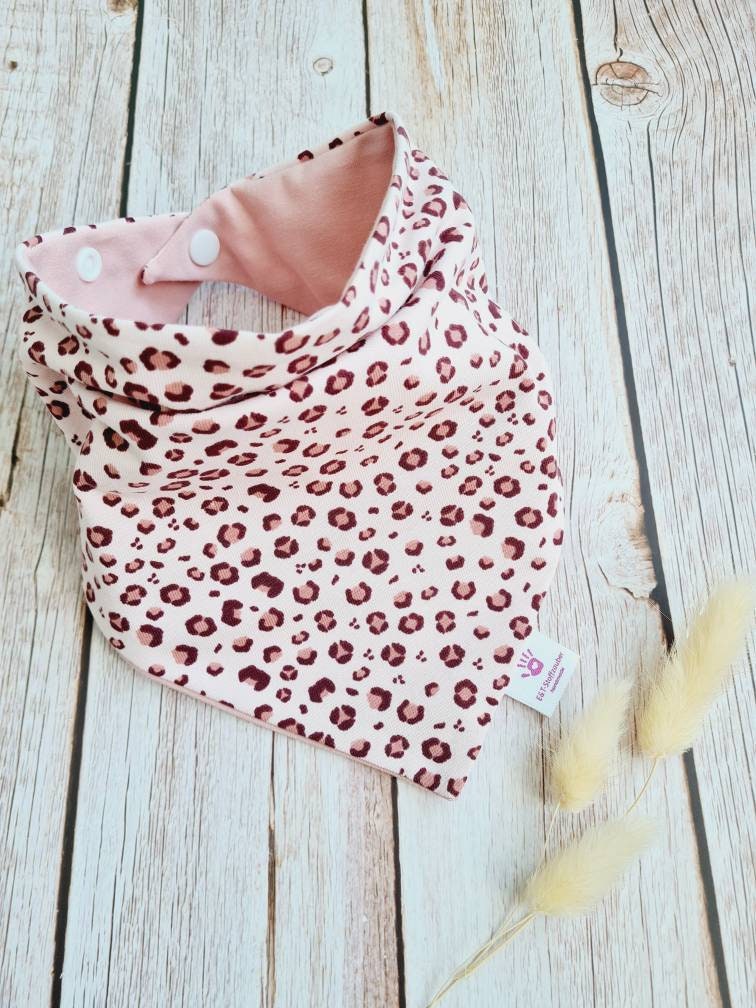 Halstuch Schal Dreieckstuch Leo Panther Animalprint Rosa Mädchen Oder Baby 62 68 74 80 86 92 98 104 110 Handmade von Etsy - ETStoffzauber