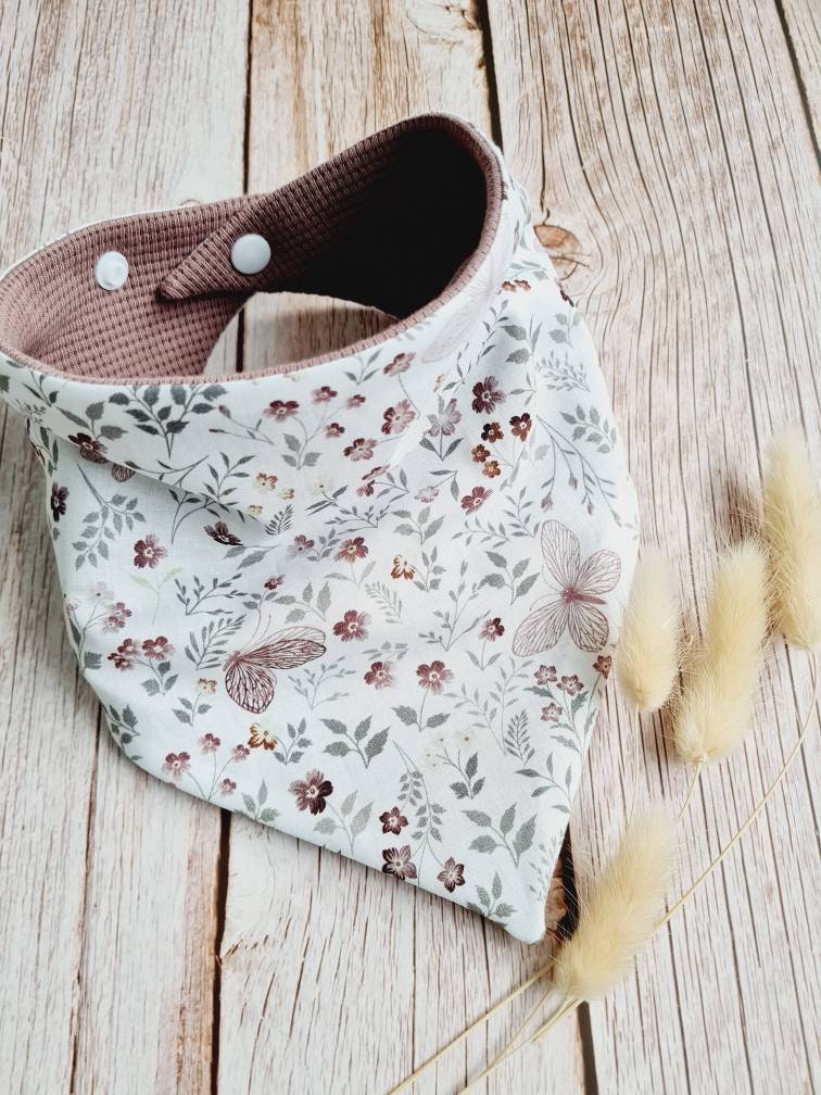Halstuch Schal Dreieckstuch Mauve Schmetterling Blümchen Frühling Baby 62 68 74 80 86 92 98 104 110 Handmade von Etsy - ETStoffzauber
