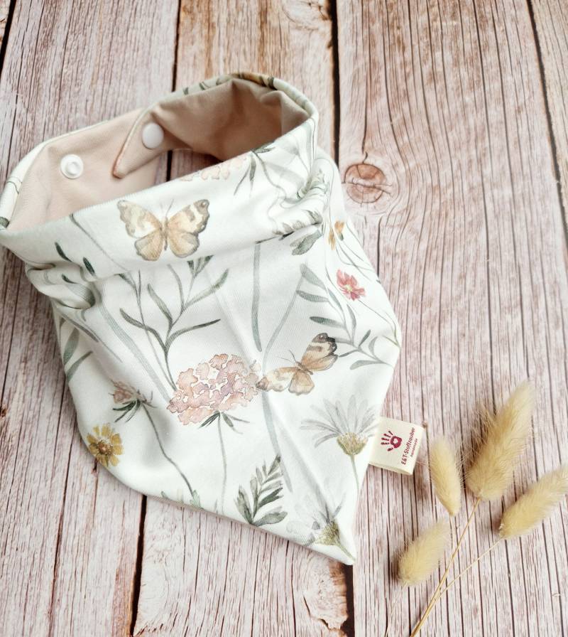 Halstuch Schal Dreieckstuch Schmetterlinge Blumen Beige 62 68 74 80 86 92 98 104 110 Handmade Baby Mädchen von Etsy - ETStoffzauber