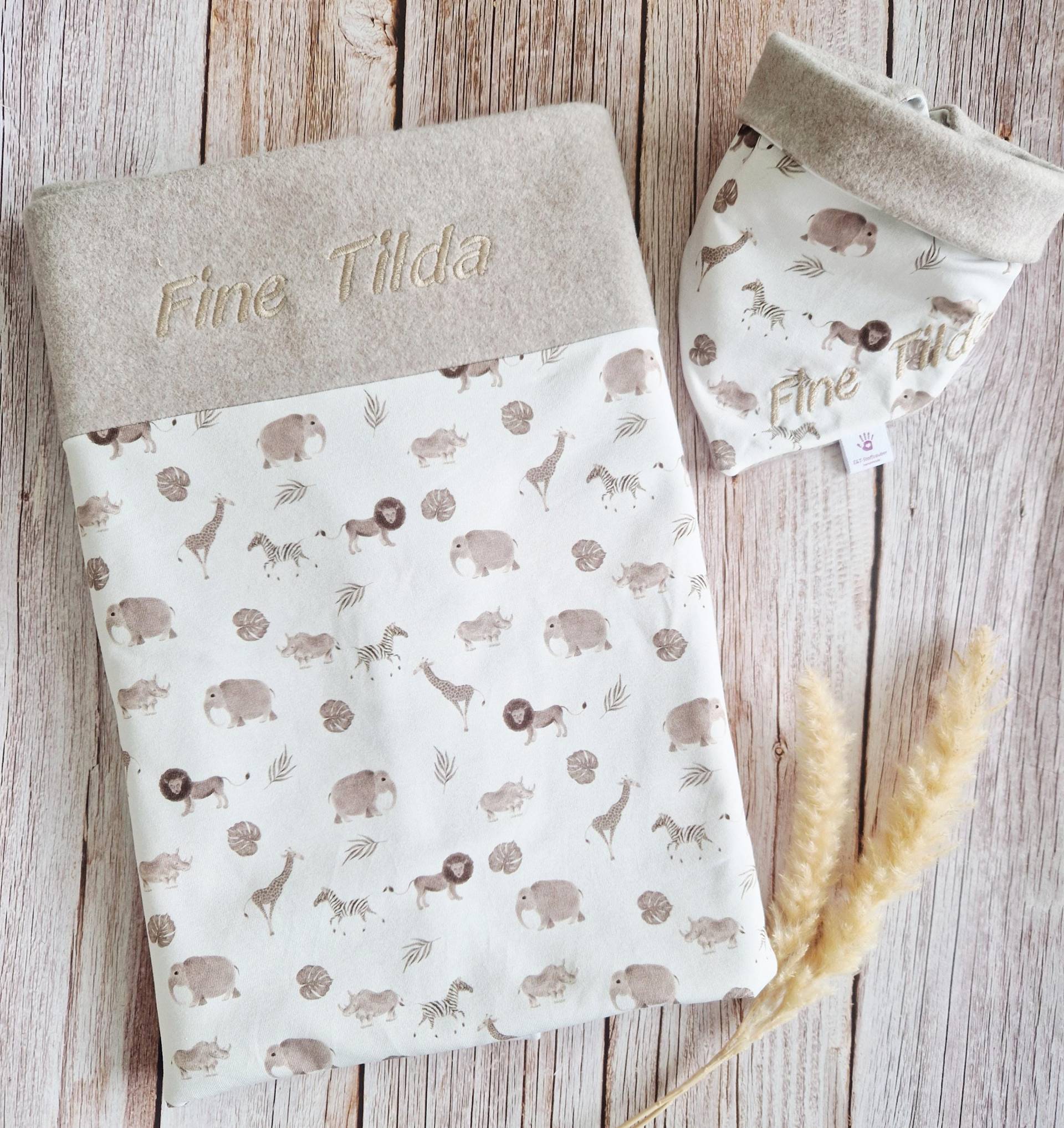 Personalisiertes Geschenk Zur Geburt Geschenkset Baby Babydecke Halstuch Mütze Decke - Stoffwahl von Etsy - ETStoffzauber