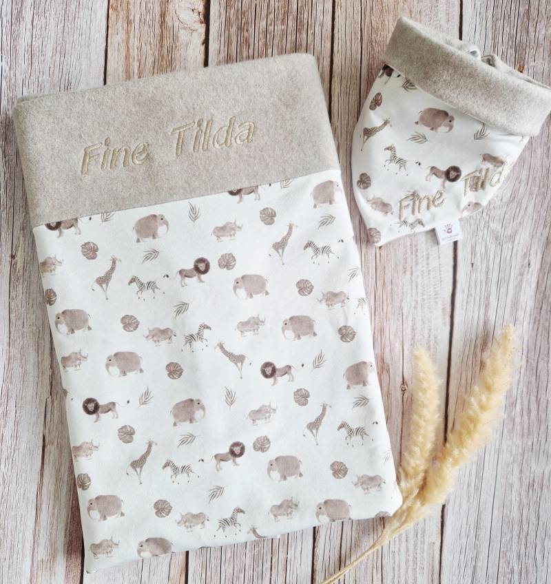 Personalisiertes Geschenk Zur Geburt Geschenkset Baby Babydecke Halstuch Mütze Decke - Stoffwahl von Etsy - ETStoffzauber