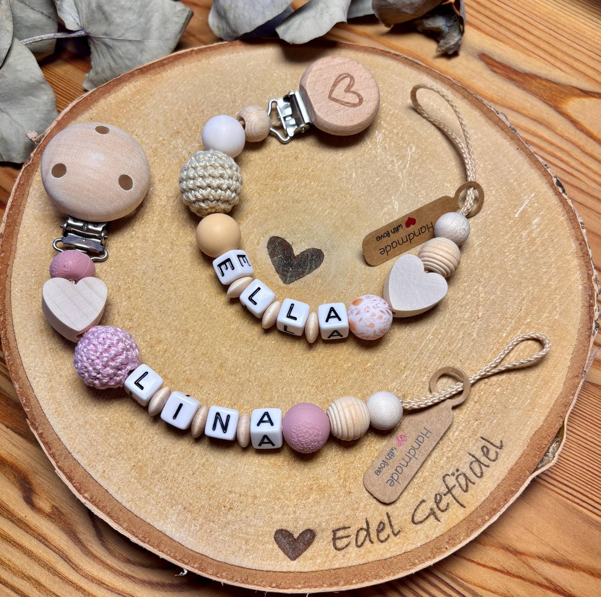Schnullerkette Mit Namen Mädchen/Personalisiert Herz Geschenk Zur Geburt Häkelperle von Etsy - EdelGefaedelShop