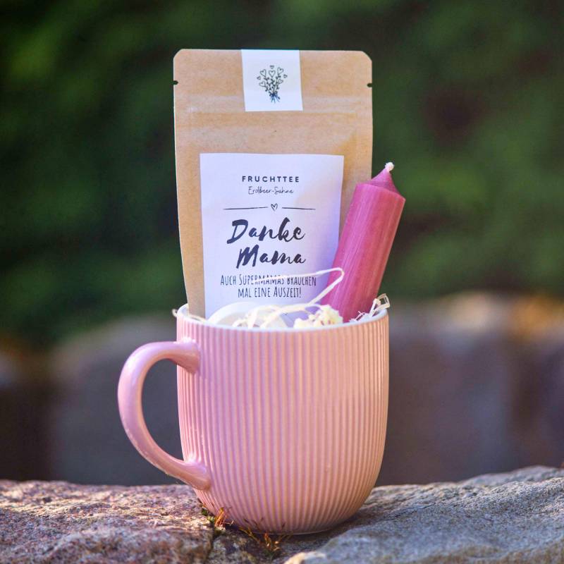 Geschenkset Für Mama - Tasse in Rosa Oder Weiß, Tee "Danke Mama", Kerzenhalter & Kerze Muttertagsgeschenk, Geburtstag, Kleines Dankeschön von Etsy - EinzelstueckimGlueck