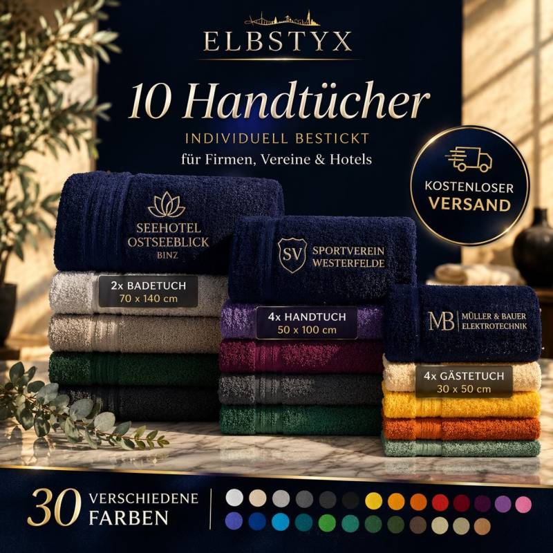 10x Handtücher Bestickt | Personalisiert Perfekt Für Firmen, Vereine, Kitas, & Hotels Text O. Logo von Etsy - Elbstyx