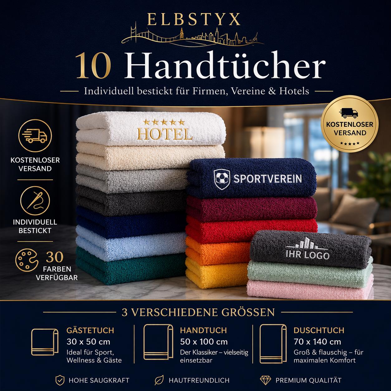 10x Handtücher Individuell Bestickt | Perfekt Für Firmen, Vereine, Kitas, & Hotels von Etsy - Elbstyx