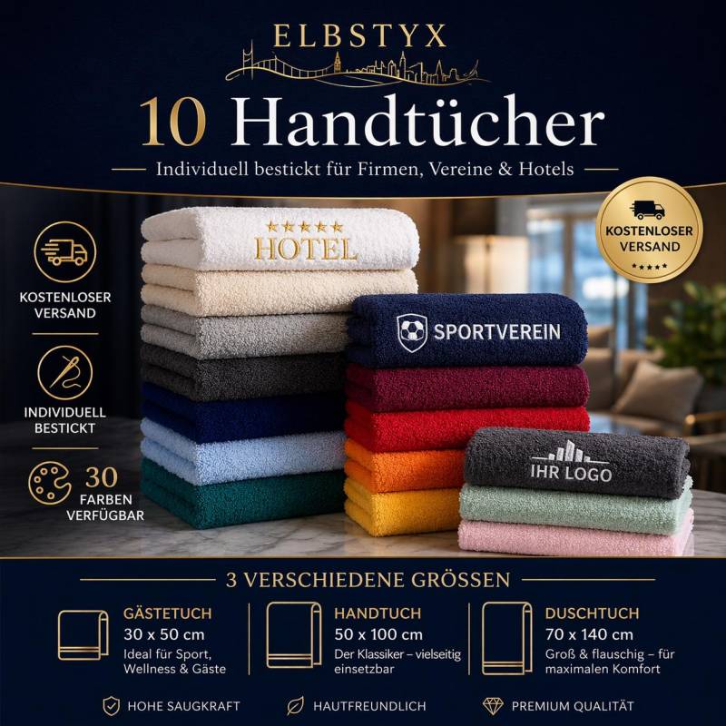 10x Handtücher Individuell Bestickt | Perfekt Für Firmen, Vereine, Kitas, & Hotels von Etsy - Elbstyx