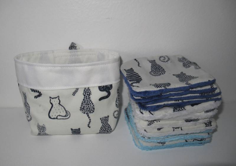 Waschbare Feuchttücher, Babytücher, Make-Up-Entferner-Pads, Katzenmuster, Marineblau Und Weiß, Gefüttert Mit Bambusfrottee, Minky Mikrofaser Waschbare Feuchttücher, Babytücher, Make-Up-Entferner-Pads, Katzenmuster, Marineblau Und Weiß, Gefüttert Mit Bambusfrottee, Minky Mikrofaser von Etsy - ElizelZeroDechet