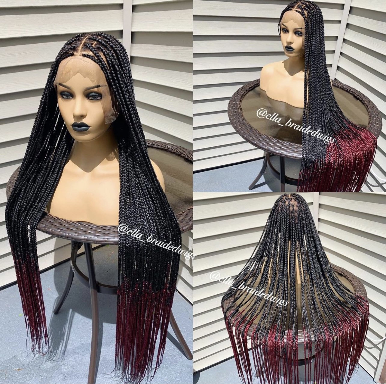 Volle Spitze Ombré Knotenlose Box Geflochtene Perücke von Etsy - Ellasbraidedwigs