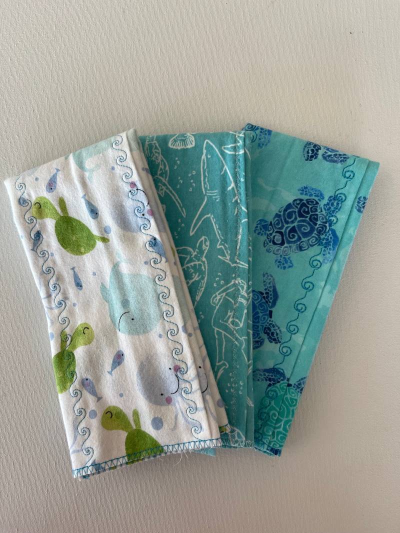 Handgefertigte Flanell Baby Spucktücher Schildkröte Duschgeschenk | 3Er Pack von Etsy - ElliesCraftRoom