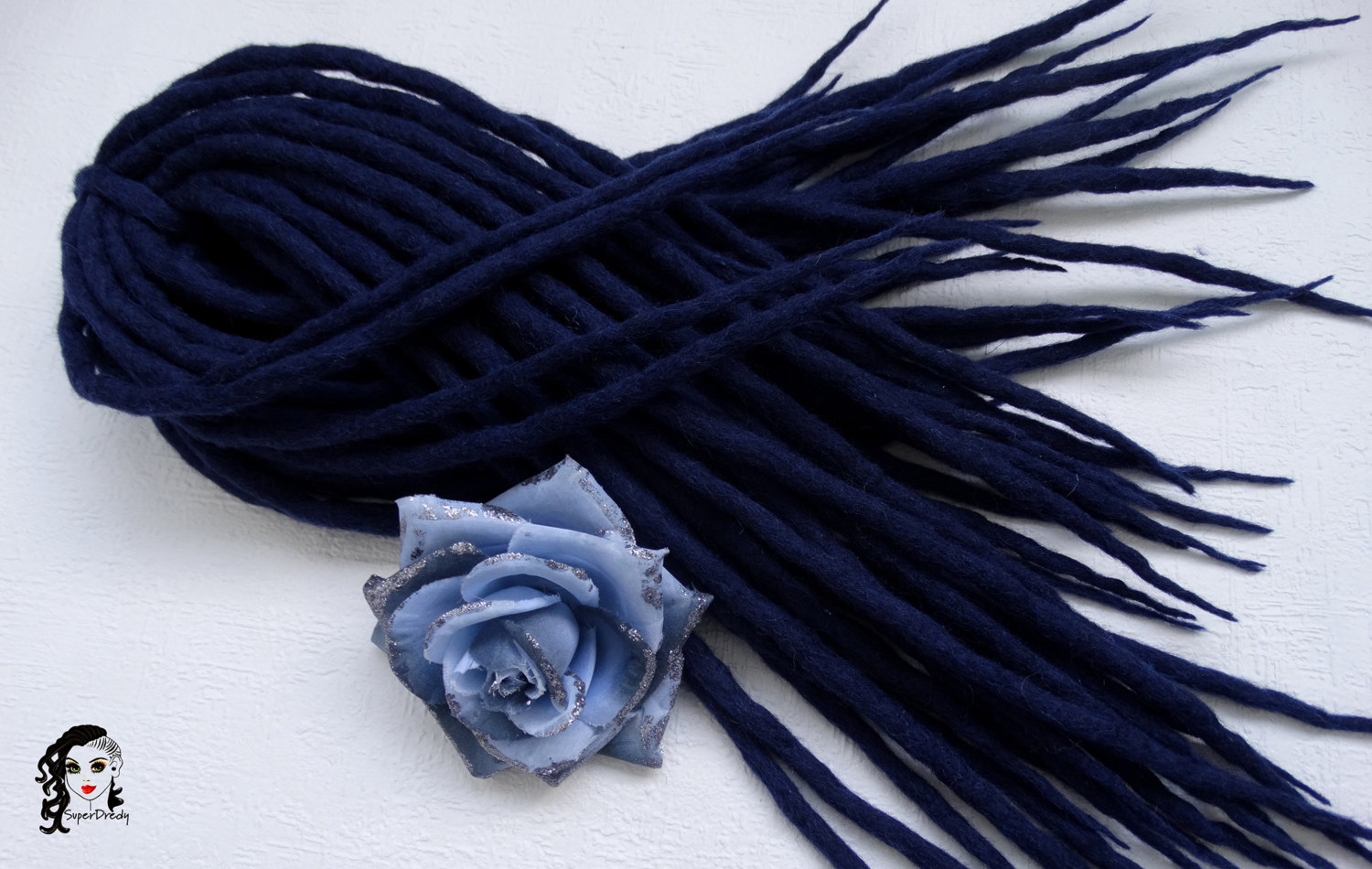 Dunkel-Marineblaue Wolle Dreadlocks Doppelende De Haarverlängerung von Etsy - ElloshopDreads