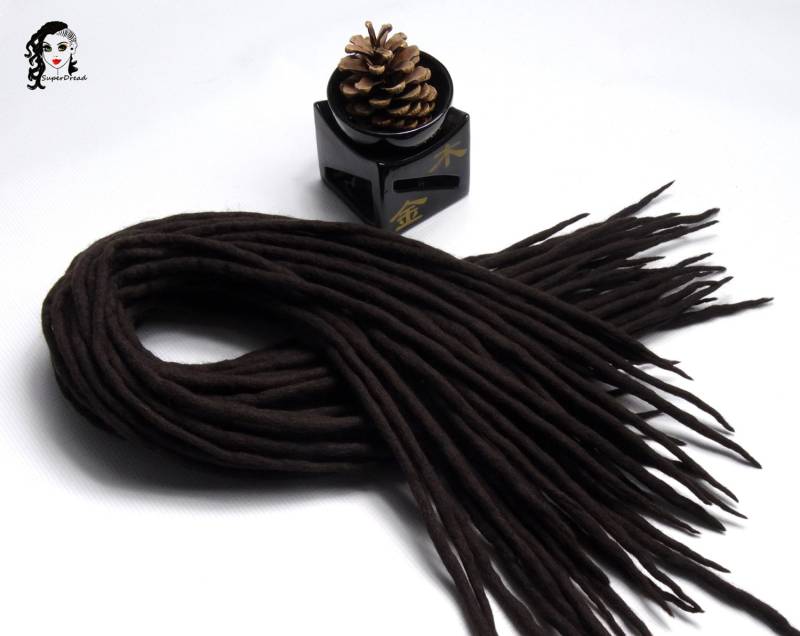 Dunkelbraune Wolle Dreadlocks Doppelseitige Haarverlängerung von Etsy - ElloshopDreads