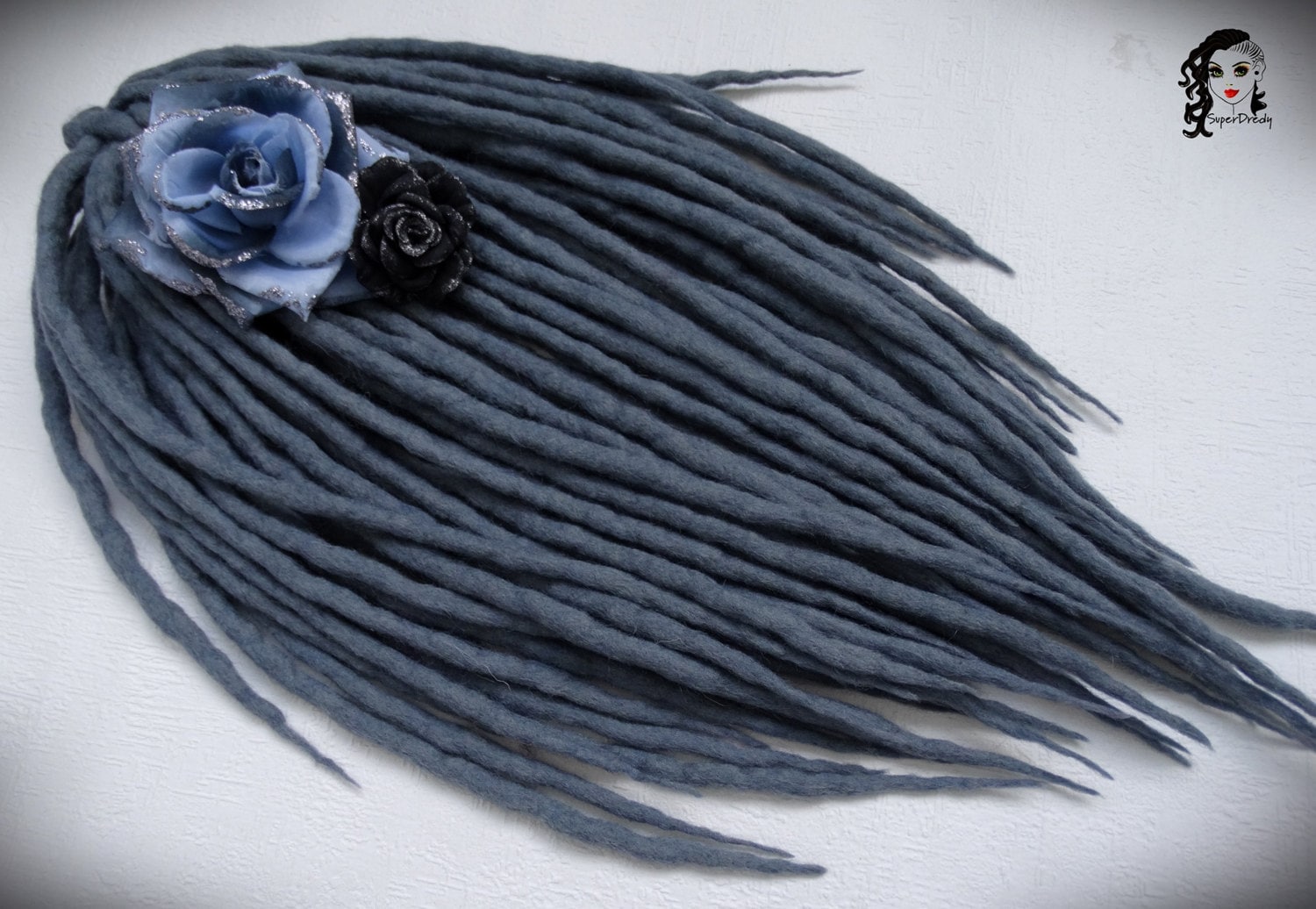 Dunkelgraue Wolle Dreadlocks Doppelseitige Haarverlängerung von Etsy - ElloshopDreads
