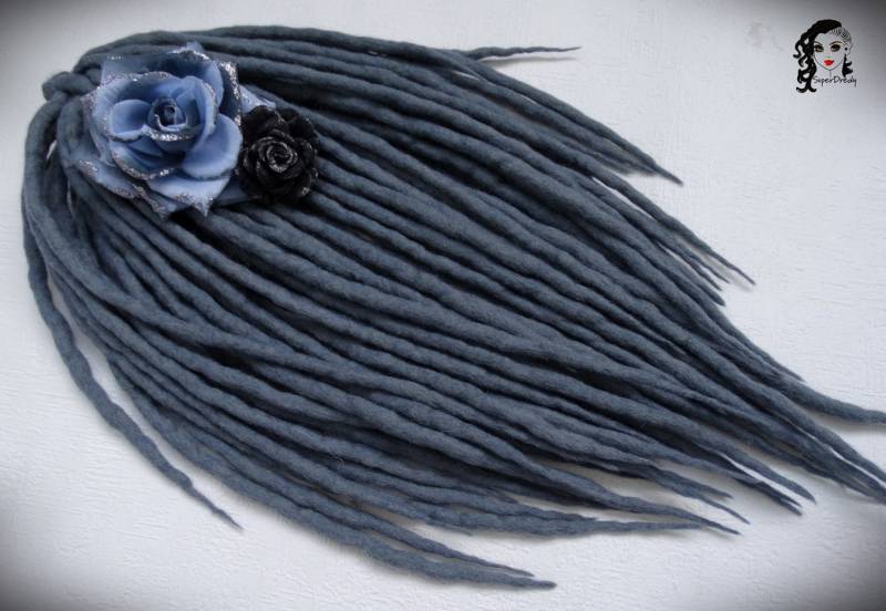 Dunkelgraue Wolle Dreadlocks Doppelseitige Haarverlängerung von Etsy - ElloshopDreads