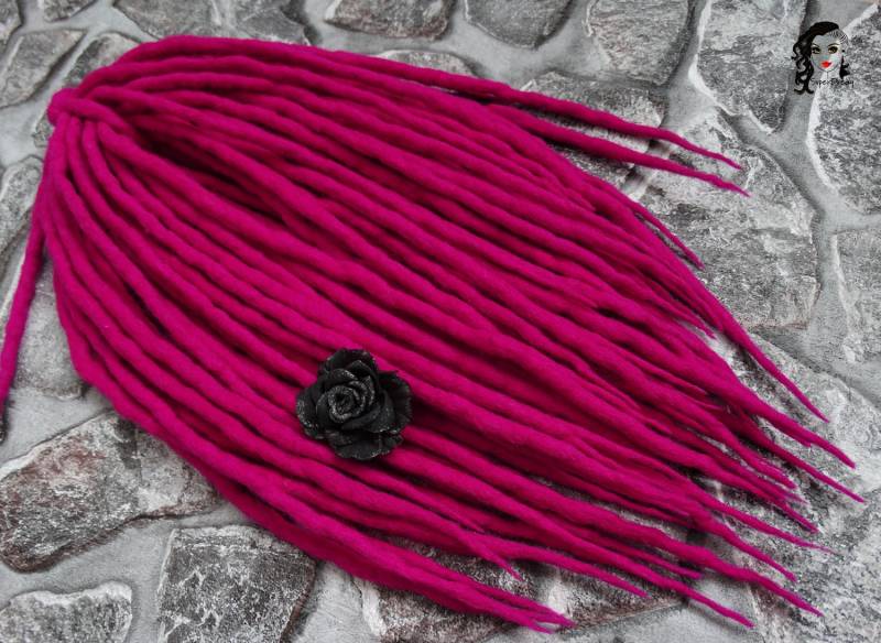 Energievolle Pinke Wolle Dreadlocks Doppelendige Haarverlängerungen von Etsy - ElloshopDreads