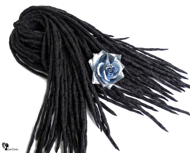 Graphite Night Wolle Dreadlocks Doppelendige Haarverlängerungen von Etsy - ElloshopDreads