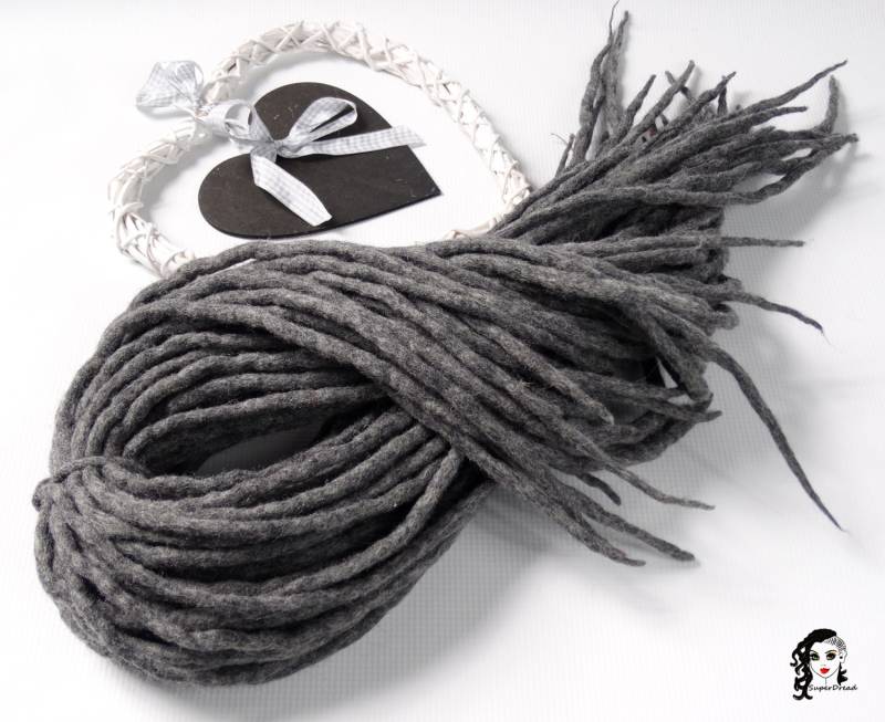 Graue Wolle Dreadlocks Doppelseitige Haarverlängerungen, Komplettes Set von Etsy - ElloshopDreads