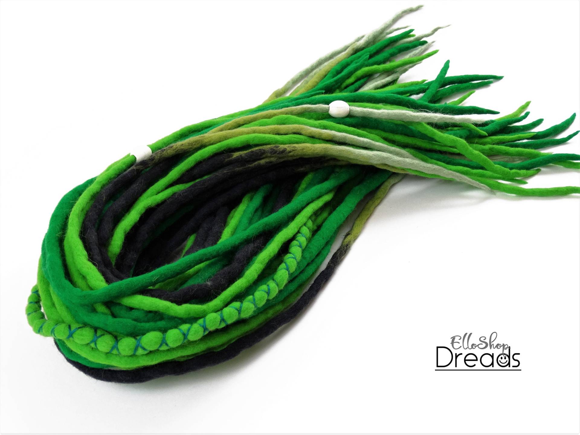 Handgemachte Doppelte Merinowolle Dreadlocks Grün Mix Doppelende | 45-50cm von Etsy - ElloshopDreads