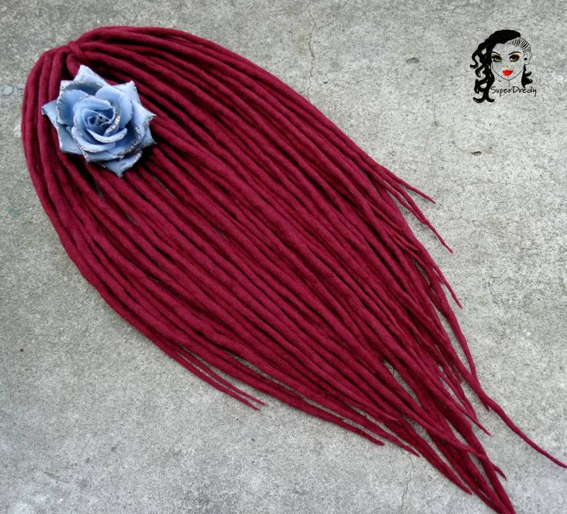 Kirschrote Wolle Dreadlocks Doppelseitige Haarverlängerung von Etsy - ElloshopDreads