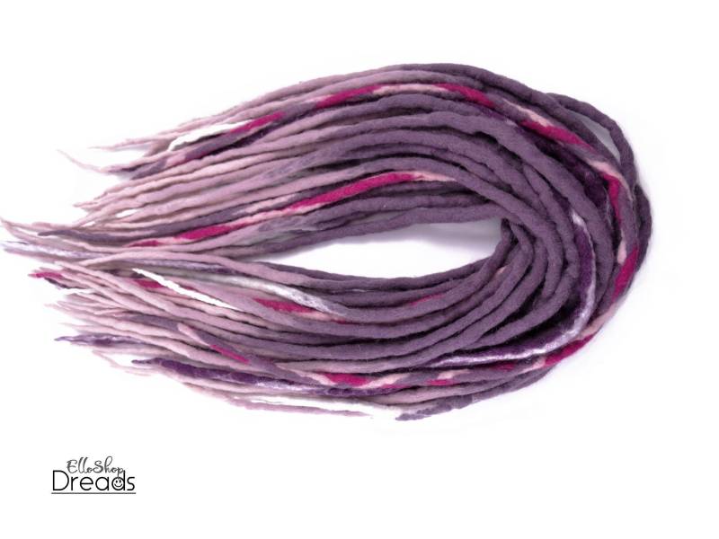 Lila Rosa Wolle Dreadlocks Komplettes Set Doppelendige Haarverlängerungen von Etsy - ElloshopDreads