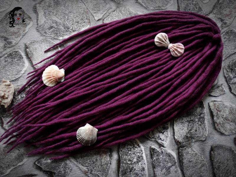Lila Wolle Dreadlocks Komplettes Set Doppelende Haarverlängerungen von Etsy - ElloshopDreads